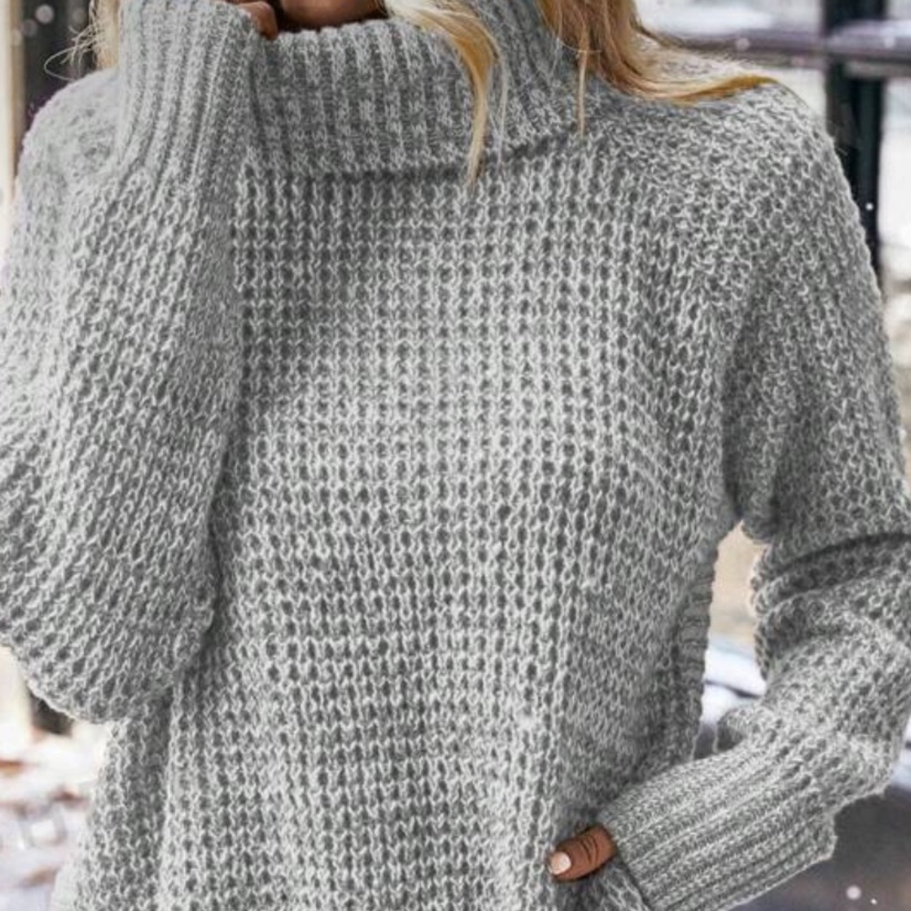 SEVEN SISTERS Waffle knit Turtleneck Shirt